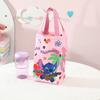 Stitch Print Canvas Insulated Cup Bag With Storage Pouch For Outdoor Use