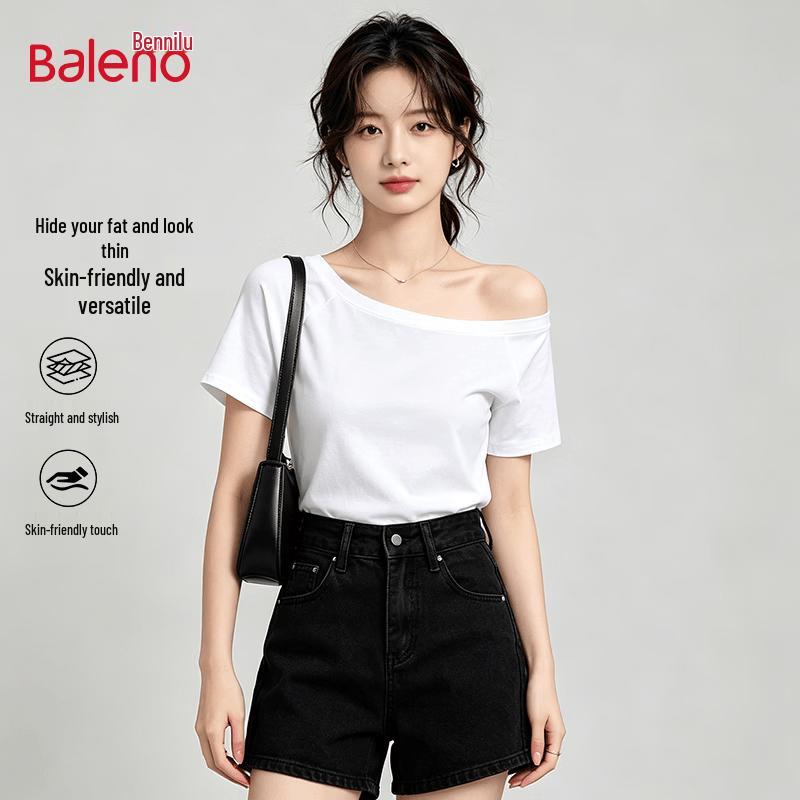 Baleno Women s Relaxed Fit Off-Shoulder Short Sleeve T-Shirt XL