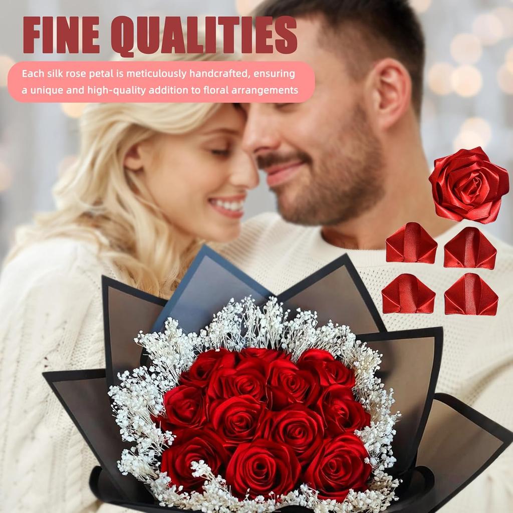 300Pcs Premade Satin Ribbon Rose Petals Half-Finished for Eternal Rose DIY Ramos Forever Flowers Bouquets Everlasting Floral,for