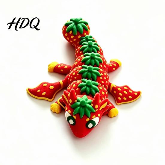 Dragon Toy with Flexible Joints Strawberry Egg Movable Dragon 3D Printed Fidget