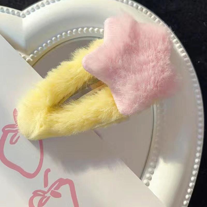 10Pcs Winter Plush Y2K Star Bb Hair Clips For Women Hairpins Cute Fluffy Side Bangs Clips Headdress Hair Accessories
