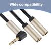 Headphone Splitter, 3.5mm Male To 2 Female Port,7.87''/20cm Right Angled Extension Cable for Phone, Tablet & More