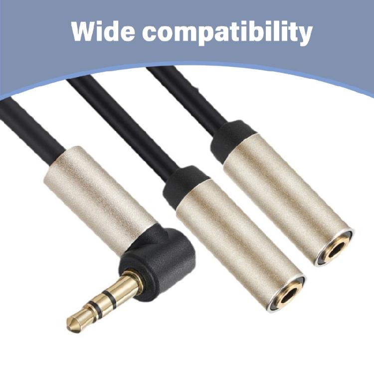 Headphone Splitter, 3.5mm Male To 2 Female Port,7.87''/20cm Right Angled Extension Cable for Phone, Tablet & More