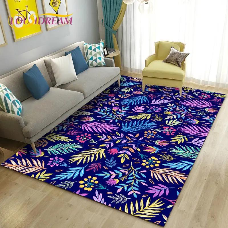3D Mushroom Flower Plant Leaf Area Rug,Carpet Rug for Living Room Bedroom Sofa Doormat Decoration,Kitchen Non-slip Floor Mat
