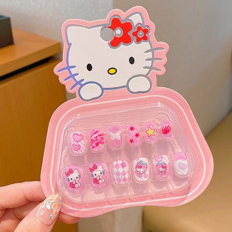Kuromi & My Melody Sanrio Cartoon Kids' Wearable Nail Stickers - Cute Self-Adhesive Tips