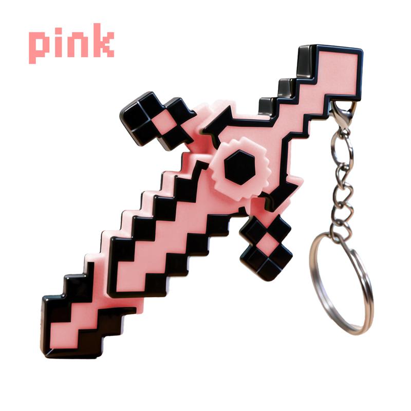 Pixel Style Keychains Toys Transform Gemstone Sword Luminous Gyro Sword Children s Toys MC Games Backpack Pendant KeyChain Gifts
