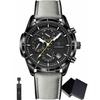 POEDAGAR 1pc Men's Fashion Casual Wristwatch, PU Leather Strap Quartz Watch,Waterproof Luminous Date Chronograph Design, Gift For Men