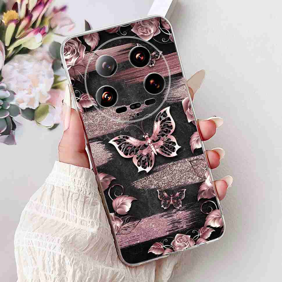 Case For Xiaomi 14 Ultra Butterfly Silicone Soft Phone Cover For Xiaomi Mi 14 Mi14 Ultra Shockproof Back Fundas Xiaomi 14Ultra