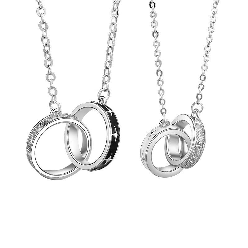 Doppelring Epoxid-Paar-Halskette Ein Paar Japanische und Koreanische Nischen-Designs High-End-Geschenke für Schüler zum Valentinstag