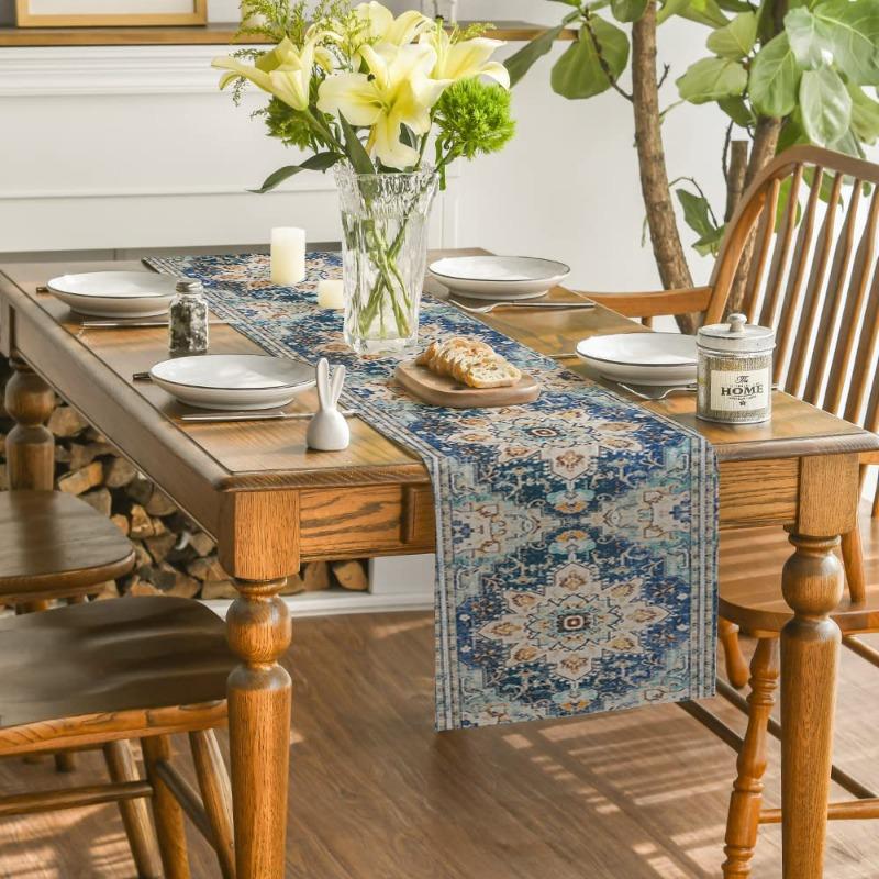 Ethnic Style Table Flag Restaurant Fabric Decoration Linen Tablecloth Dining Table Mat Bohemian Style Home Soft Decoration