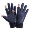 Winter Fleece-Lined Fingerless Suede Cycling Gloves - Men's & Women's Touchscreen Warm Sports Gloves