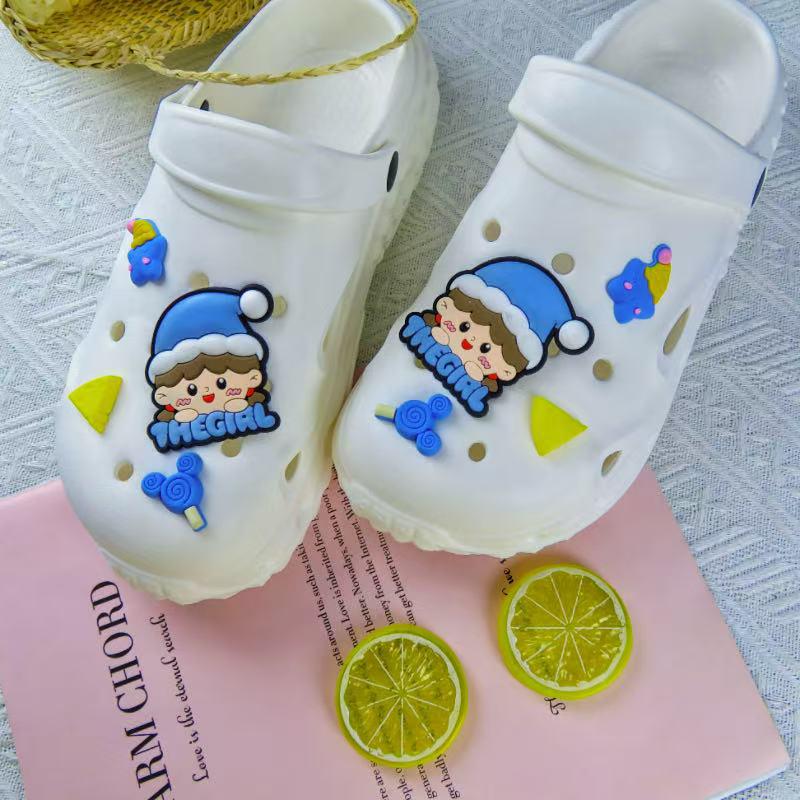 Versatile Cute Cartoon Girl Shoe and Phone Decorations - DIY Removable Flower Uppers