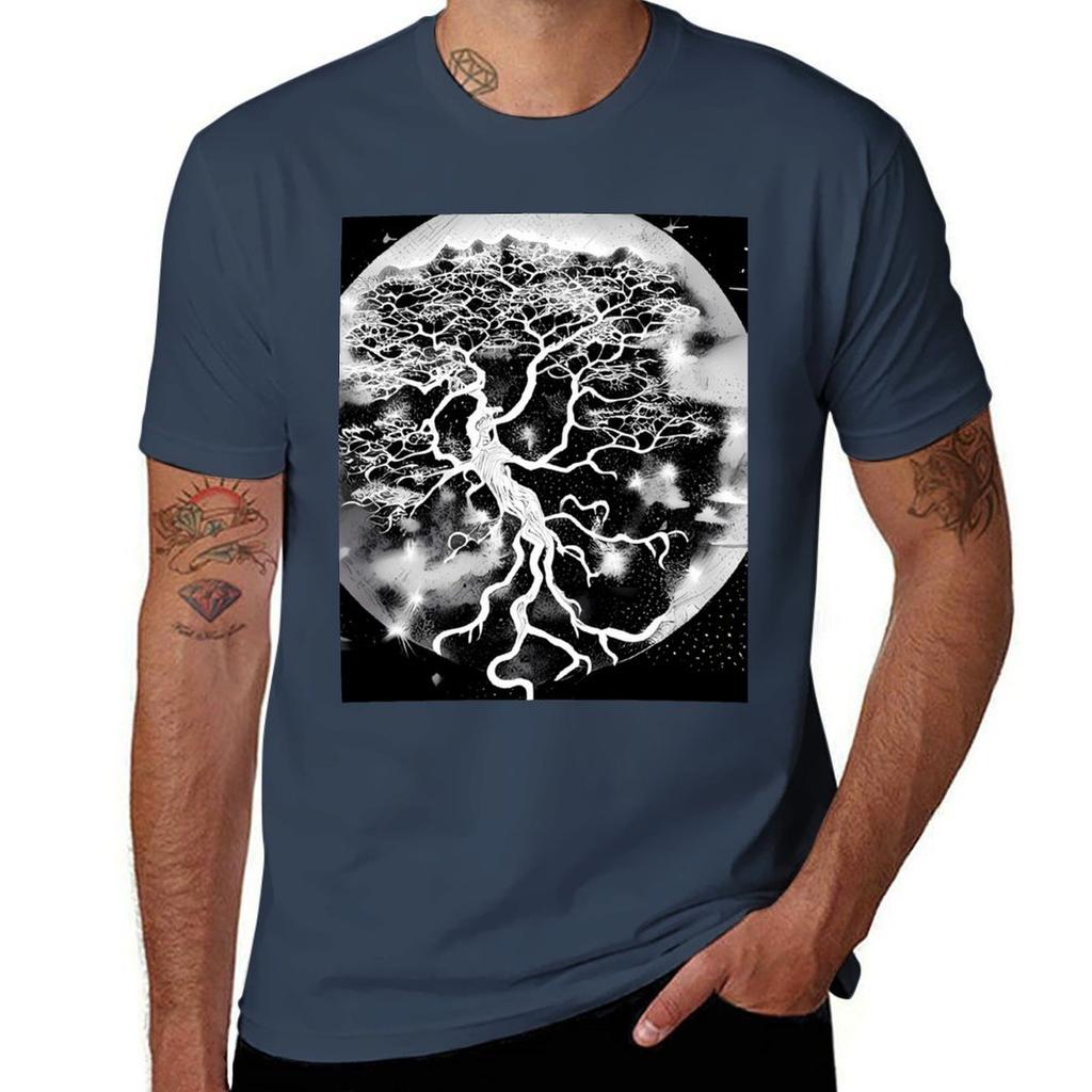 Bawełna na koszule męskie koszule Moon man t t T-Shirt bawełna paczka Bonsai