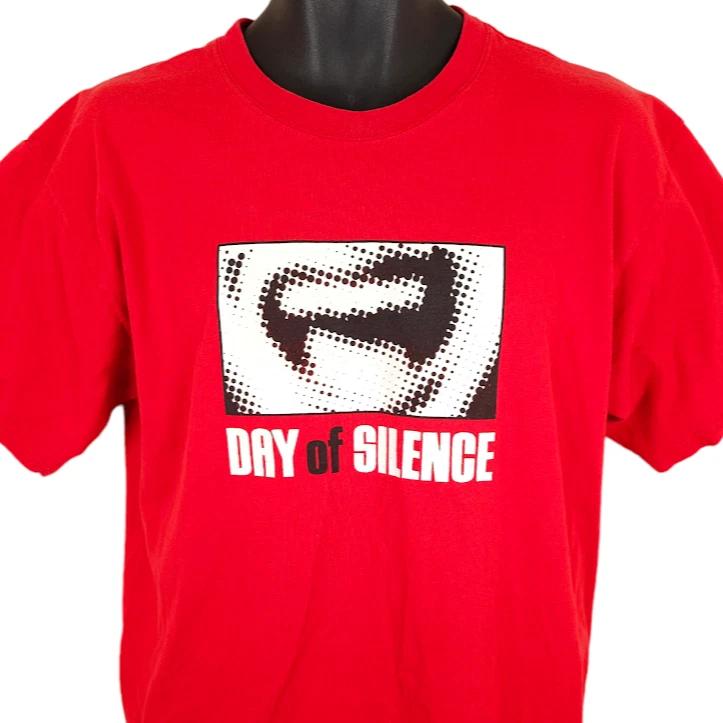 

Vintage Day Of Silence 100% Cotton T-shirt Mens Tees Top Mens Size Large Red Y2K LGBTQ+ Activism GLSEN 2XL
