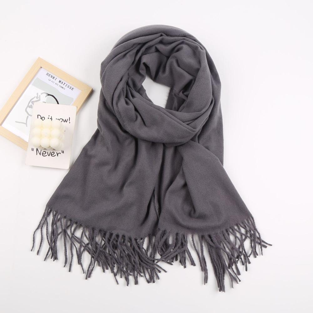 Winter Warm Solid Color Imitation Cashmere Scarf Long Thicken Neck Guard Shawl Comfortable Neck Warmer Wrap Women Girls