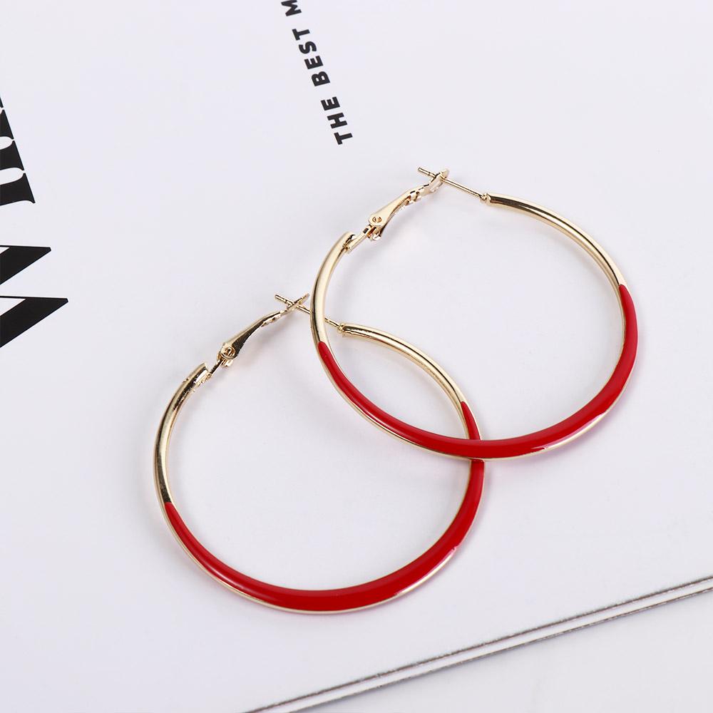 Trendy Drip Oil Large Circle Stud Earrings Pure Sweet Big Hoop Earring  Female