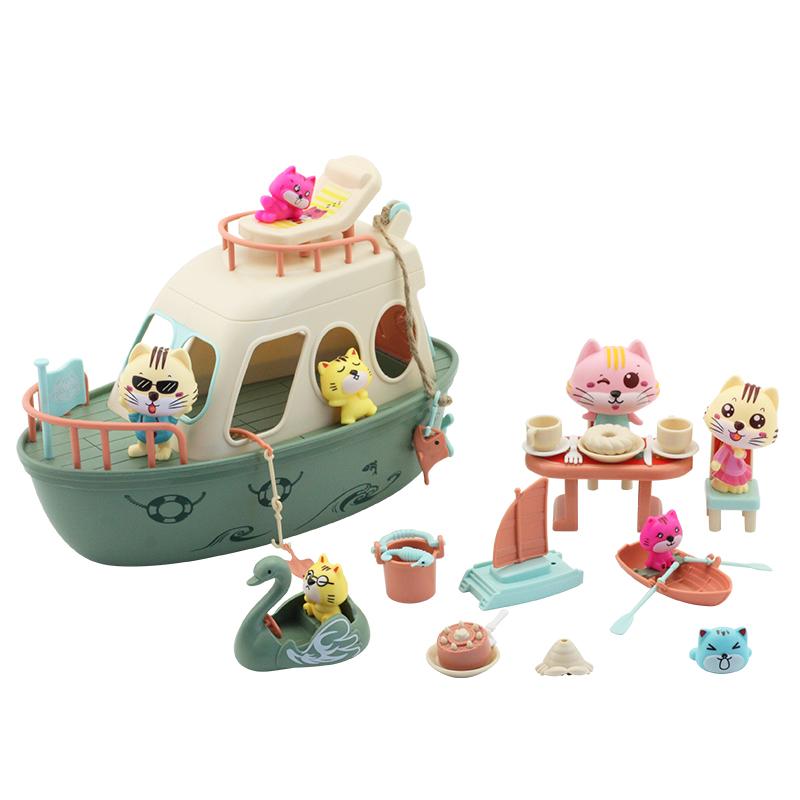 

Pretend Play Toy Set Plastic Cat Scene Playset Pretend Cat Figures Set Playing House Props for Toddlers DIY Children s Toys new светло-серый
