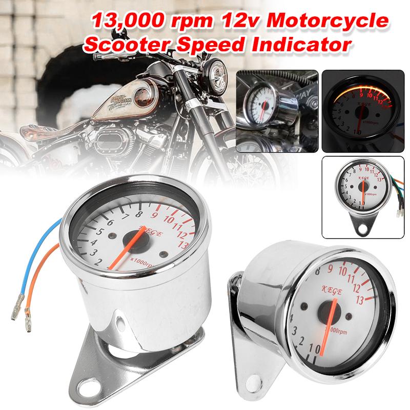 Retro Universal Motorcycle Tachometer LCD Signal Speedometer Odometer Gauge 13000RPM Chrome For Cafe Racer Harley Honda Yamaha