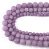 6/8/10 mm Matná Lila Purple Jades Stones Přírodní kulaté volné vymezovací korálky pro výrobu šperků Náramek pro kutily 15'' Pramínek