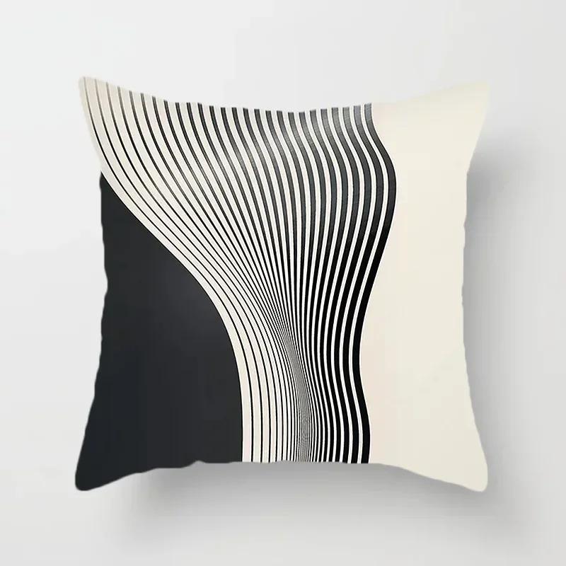 Taie d'oreiller de paysage Simple marron noir et blanc, décoration de dortoir, bureau, salon, canapé, maison