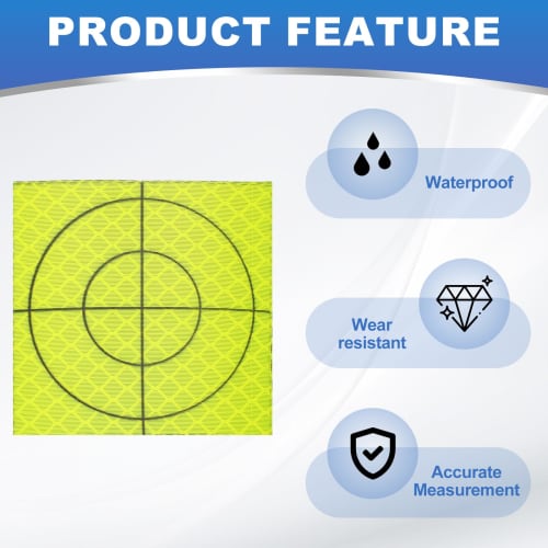 PATIKIL Survey Reflector Sheets, 60x60mm, 12 Sheets, Self-Adhesive Reflective Target Sheets for Surveys, Target Marking Tape, Total Station Checks, Sh