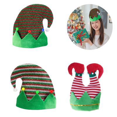 Unisex Elf Hat Christmas Pile Bonnet Holiday Leprechaun Cheerful Streetwear Blingbling Beanies Striped Hat Christmas