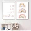 You Are My Sunshine Rainbow Nursery Prints Canvas Painting Wall Art Pictures Posters Prints for Kids Baby Room Home Decoration