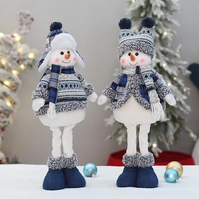 Weihnachtsdekoration, blau, ausziehbar, Schneemann-Puppe, Ornamente