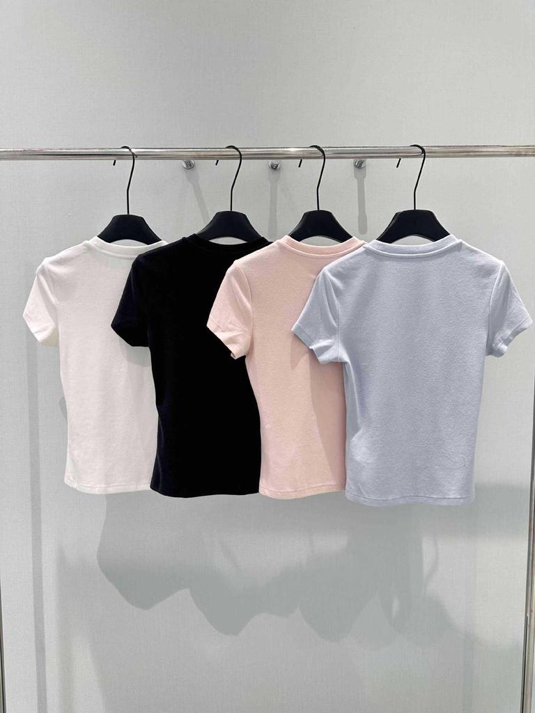 Elegant Embroidered Women's Slim Waist Short-Sleeve T-Shirt
