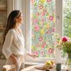 Colorful Floral Static Cling Window Film for Glass, Visible Both Sides, Wall Sticker Home Decor, 45*200 cm