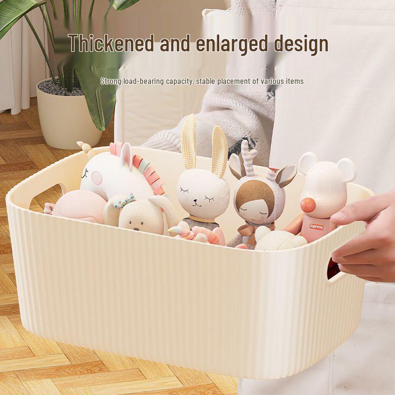 Desktop Plastic Organizer Box with Handle for Household, Cosmetics, Snacks, and Sundries