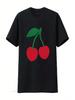 Red Cherries Cherry Lover And Fruit Fans Vintage T Shirt Vintage Washed Unisex Slightly Fashion Versatile Breathable Stylish