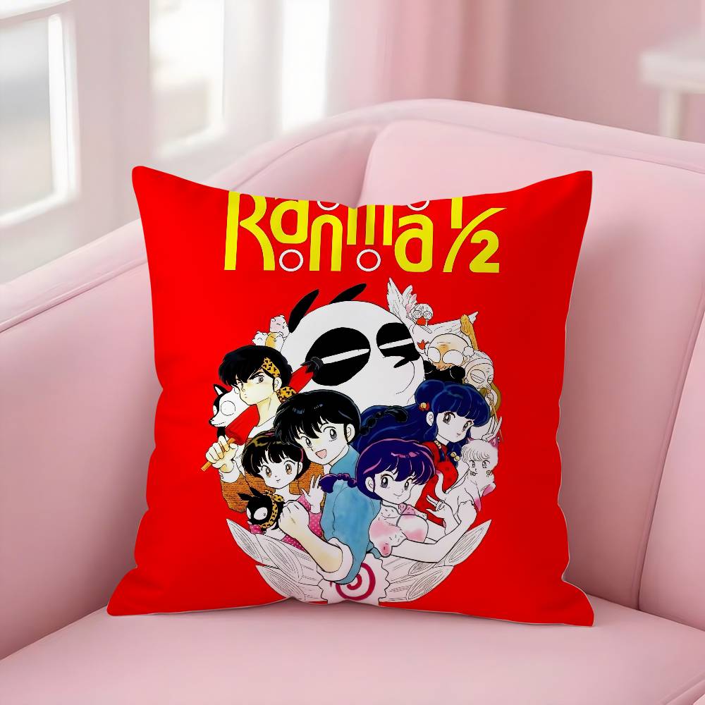 

Anime Chan R-Ranma 12 Cartoon Pillow Case Soft Plush Fabric Double Sided Print Decorative Home Living Room Gift Cushion Cover 12x12Inch
