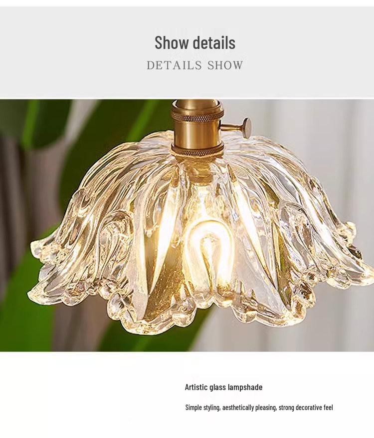 French Walnut Glass Pendant Lamp - Japanese Retro Style for Home, Restaurant, or Bar Counter