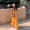 Yellow Loose Suspender Skirt Sanya Thailand Vacation Dress Lazy Relaxed Seaside Atmosphere Long Dress