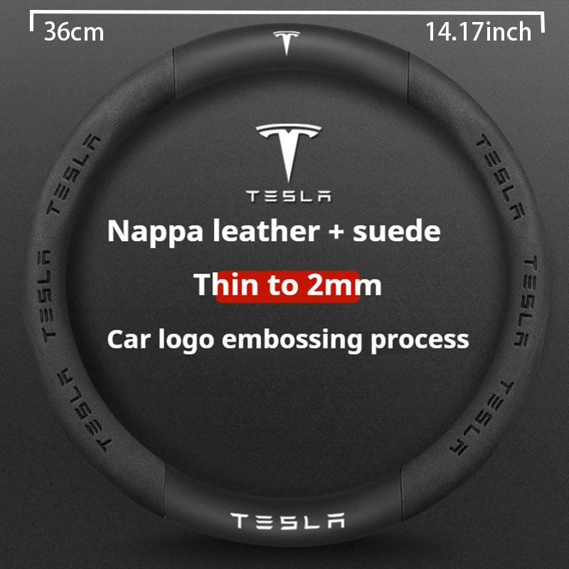 Car Carbon Fiber Leather Anti-Slip Steering Wheel Cover For Tesla Cybertruck Beast Roadster Model 3 Model Y Model S Model X
