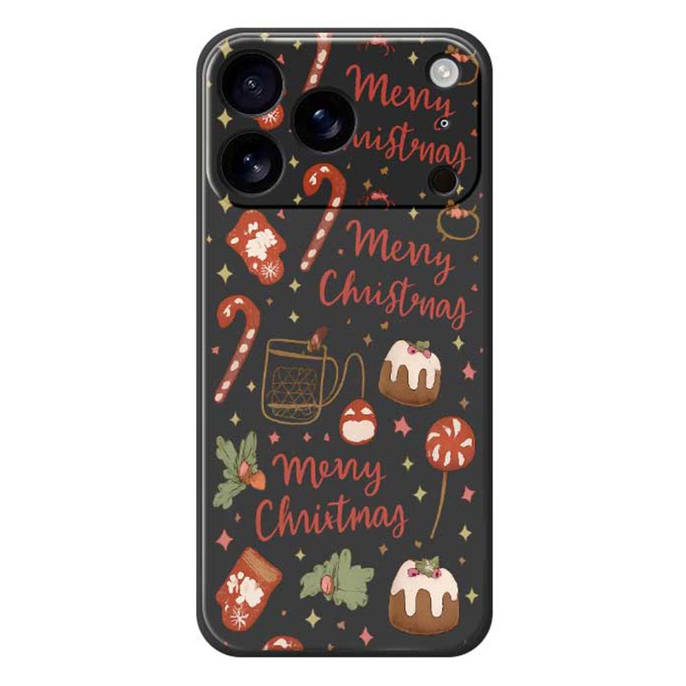 For iPhone 17 Pro Case Merry Christmas Pattern Printing Straight Edge TPU Phone Back Cover