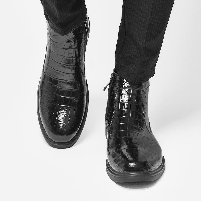 Fashion Autumn Winter New Men's High Top Chelsea Boots Fashion Business Office Commuting Boots Quality Rubber Wear-resistant Sole Boots