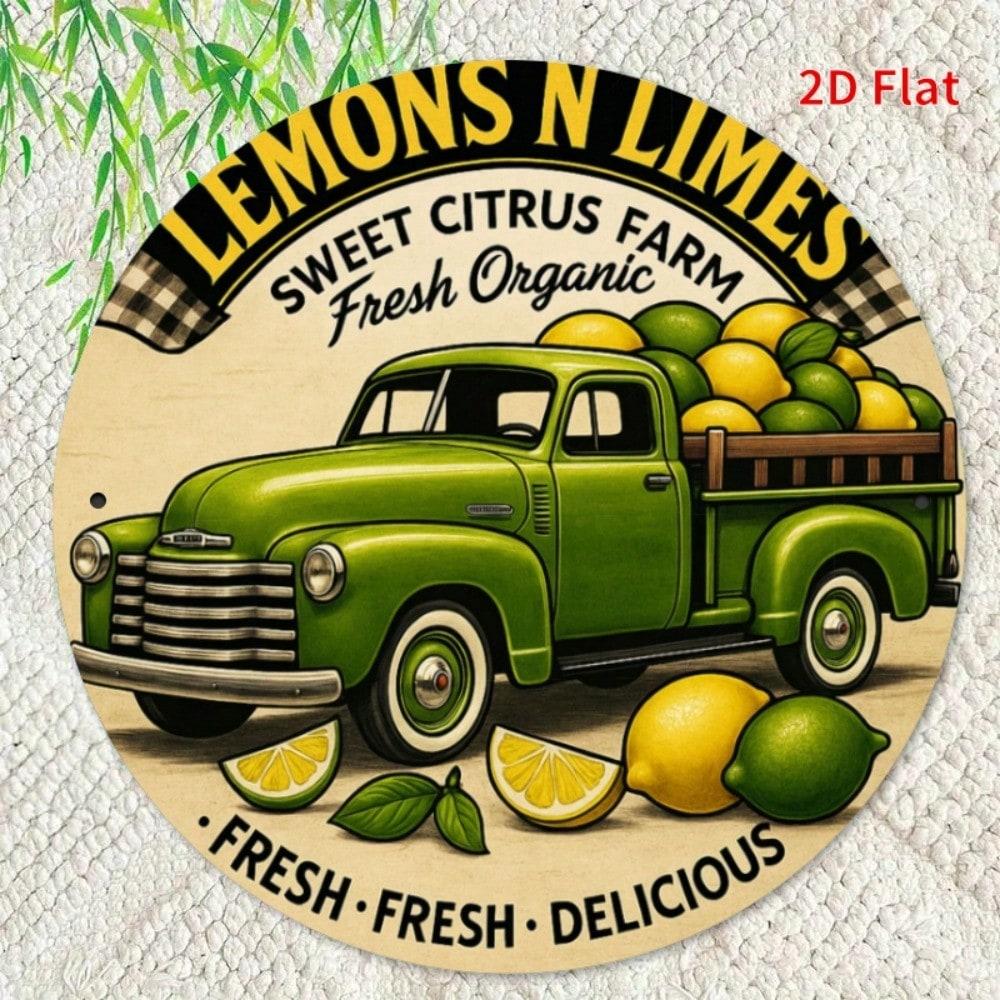 

Vintage Lemon Wall Art Rustic Metal Sign Farmhouse Decor 8x8 Inch Citrus Fruit 20x20