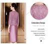 Robe Amincissante Élégante à Col en V pour Mamans - Jupe en Dentelle Violette