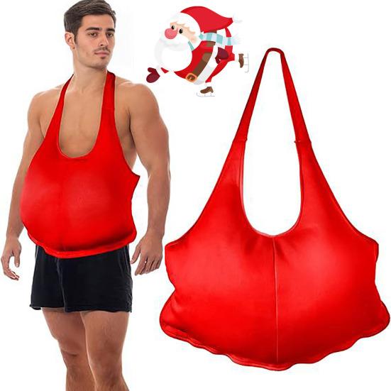 Santa Claus Fake Belly Stuffed Cosplay Tummy Santa Belly Costume for Christmas Halloween Cosplay Dress Up Accessories