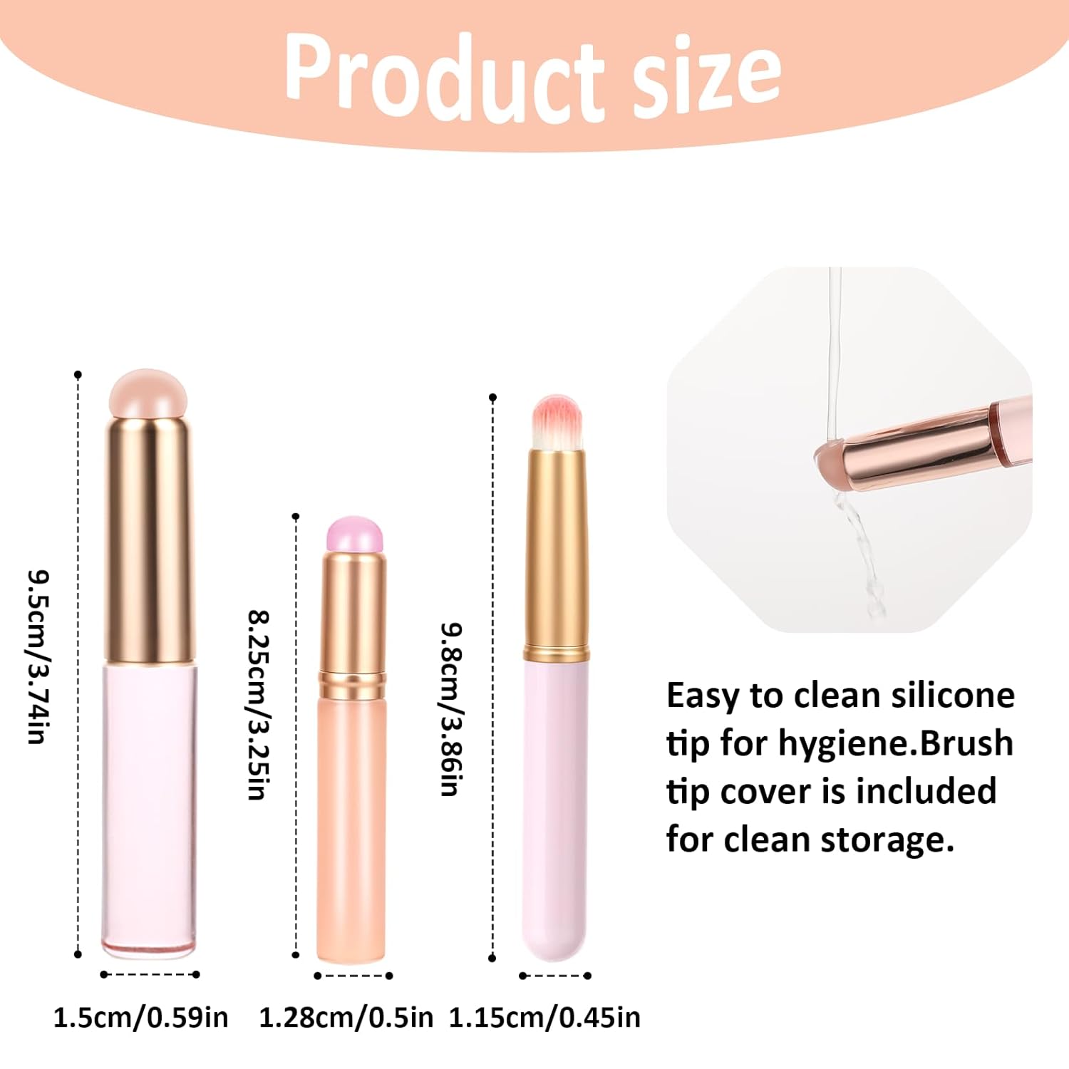 3 Pcs Silicone Lip Brush Reusable Lip Makeup Applicator Round Head Lip Brushes Applicator with Cover, Multifunctional Makeup Brush Beauty Tool for