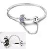 S925 Sterling Silver Bracelets 17-20CM Original Leaf Clover Butterfly Heart Bracelet Fit DIY Charms Beads Fashion Women Jewelry