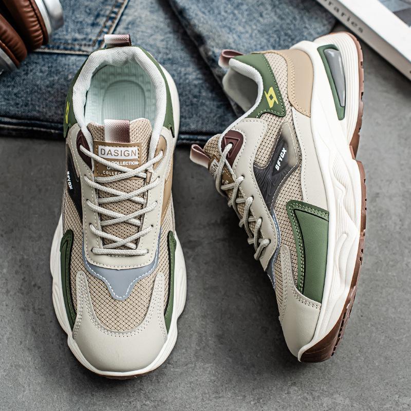 

Летняя мужская дышащая сетчатая спортивная обувь: Трендовые, Универсальные, Толстоподошвенные, Нескользящие Повседневные Кроссовки для Папы Size 40