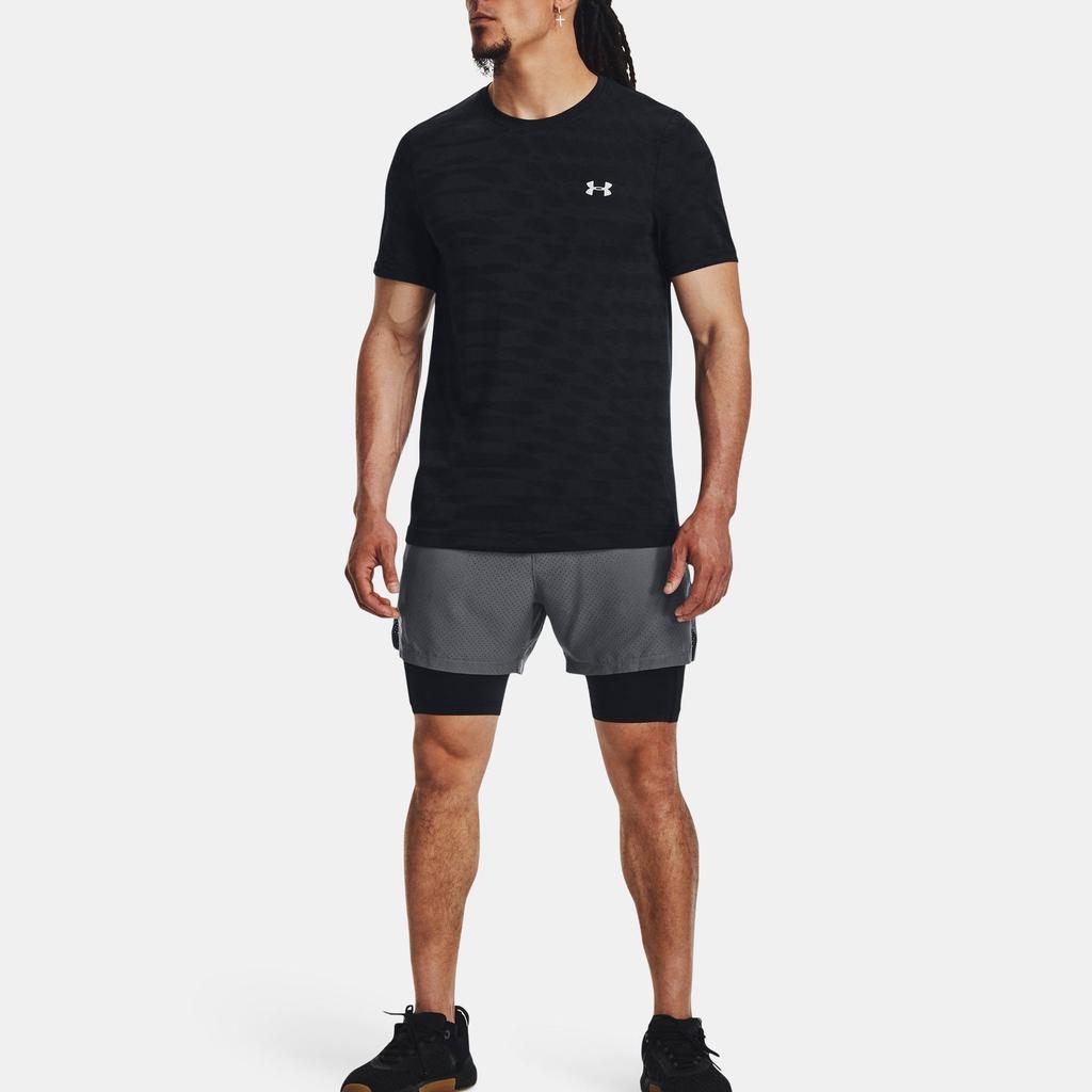 Under Armour Rippled Crew Neck Short Sleeve T-Shirt Men tops Black 1379281-001