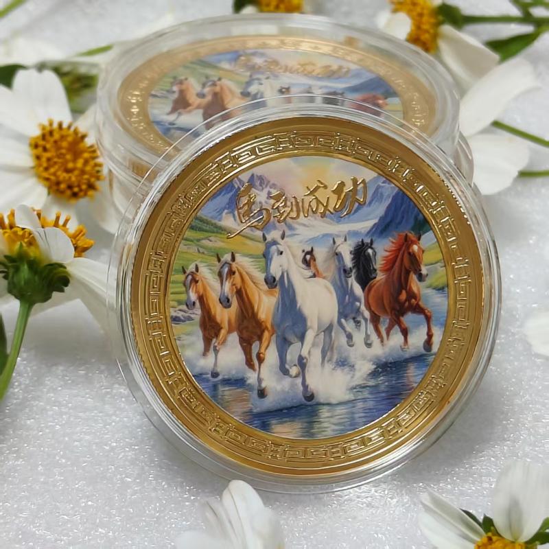 1/3/5 Stück 2026 Jahr des Pferdes Gedenkmünzen Glückstier Pferd Metall Sammlermünzen Kreativ Jahres-Souvenir Geschenk