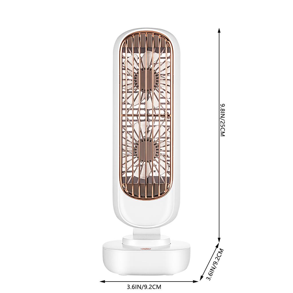Retro Double-Leaf Tower Fan,Desktop Fan Vertical Portable Charging USB Small Fan