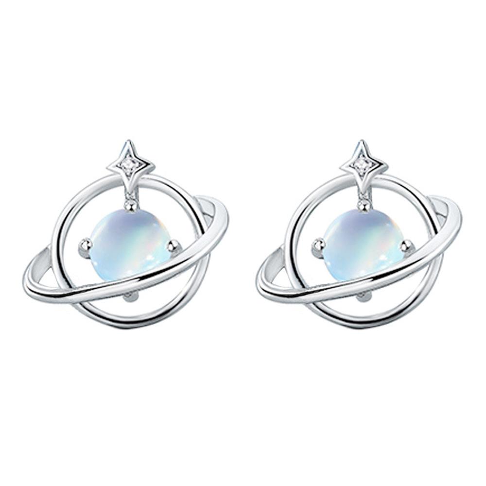 Moonstone Planet Set Necklace Stud Earrings Temperament With Dream Planet Style Women'S Light Luxury Jewelry