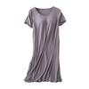 Women Casual Short Sleeve Nightgown Solid Color Pajama Dress with Bra Pad