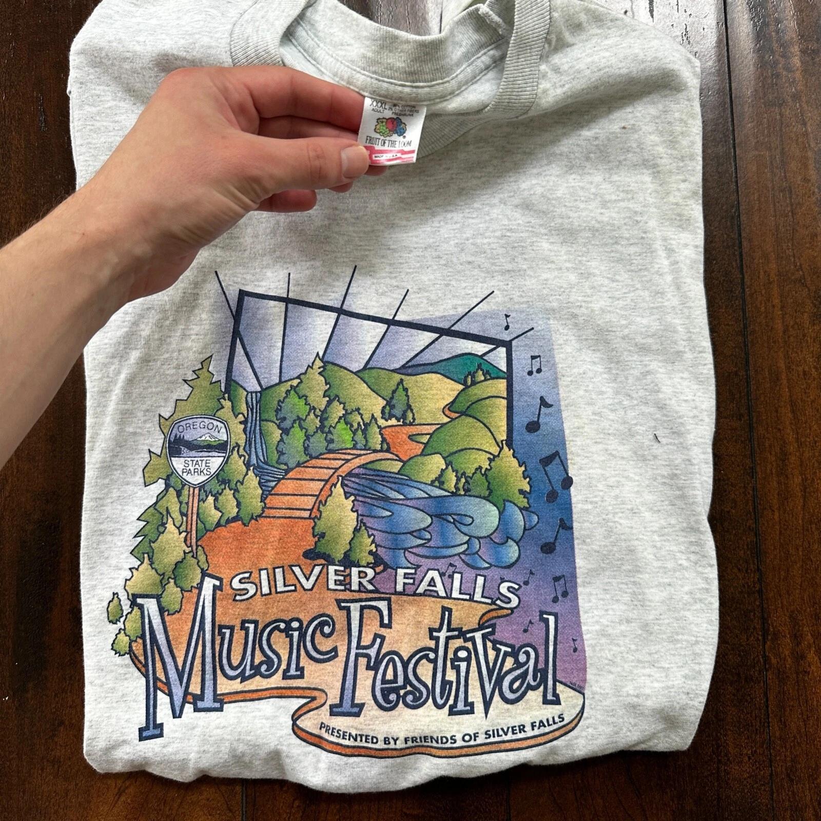 Silver Falls Music Festival VTG T Shirt FOTL 3XL USA Grey Friends Oregon PDX XL